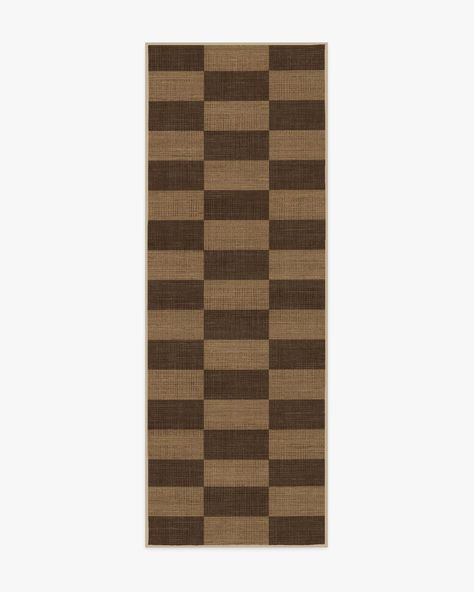 Architectural Digest Yates Check Brown Re-Jute Rug | Ruggable Sand Background, Washable Runner Rug, Light And Dwell, Jute Rug Runner, Jute Runner, Checker Design, Checkered Design, Rug Colors, Med Spa