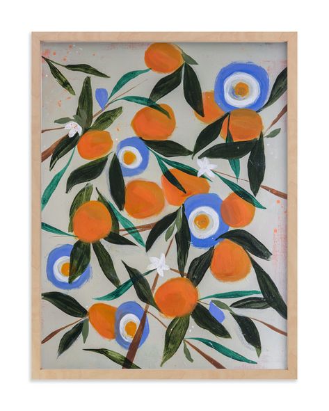 Oranges Painting, Backyard Art Studio, Orange Trees, Orange Painting, Bathroom Art Prints, Art Shelves, Botanical Art Prints, Custom Art Print, Fruit Painting