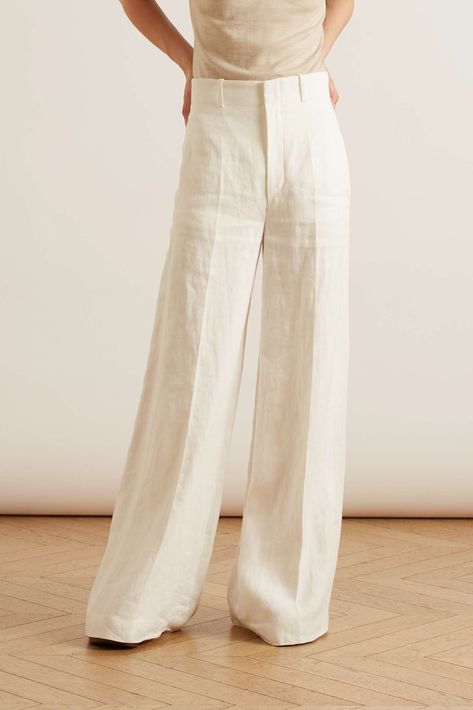 Anna Miller, Don Pedro, Linen Pants Outfit, Chloe Clothing, White Linen Pants, Linen Fashion, Wardrobe Tips, Outfits Chic, Nice Style