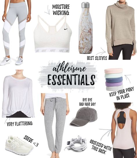 athleisure essentials Ootd Camping, Workout Capsule Wardrobe, Athlete Essentials, Gym Bag Essentials Women, Workout Capsule, Neutral Athleisure, Athleisure Essentials, Workout Clothes Nike, Gym Bag Essentials