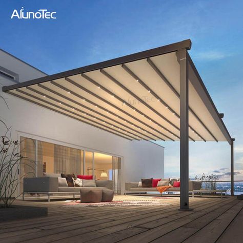 Deck Awnings, Retractable Pergola, Outdoor Awnings, Retractable Roof, Pergola Attached To House, Pergola Design, Retractable Canopy, Aluminum Pergola, Backyard Pergola