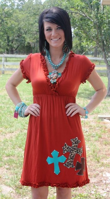 giddy up glamour | Giddy Up Glamour > GUG Original You Don't Know Her Like I Do Rust ... Rust Orange Dress, Western Inspired Outfits, 3 Crosses, Country Girl Outfits, Cowgirl Clothes, Southern Outfits, Cute Country Outfits, Giddy Up Glamour, Country Girls Outfits