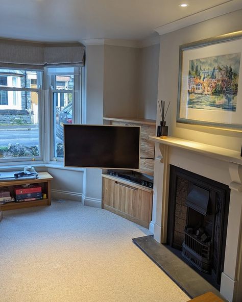 Corner Fitted TV Cabinet - MOS Bespoke Furniture Bespoke Tv Cabinet, Tv Alcove Ideas Living Room, Tv In Alcove, Alcove Ideas Living Room With Tv, Tv In Alcove Living Room, Alcove Tv Unit, Tv Alcove, Corner Tv Ideas, Alcove Ideas Living Room