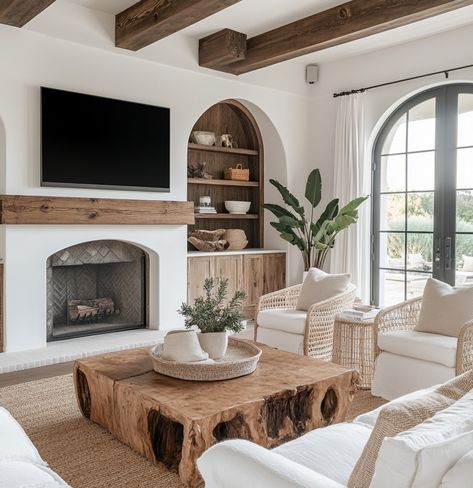 Isn’t there something so calming about natural wood tones paired with soft, neutral decor? I’m loving the way this AI- generated living room @moderndesignhomes_interiors feels open and inviting, with those beautiful wooden beams adding character and warmth. The cozy seating and earthy accents make it the perfect spot to relax or entertain friends. 😍😍⁣ ⁣ I always tell my clients—start with natural textures and work your way up! Elements like wood, soft textiles, and greenery bring the space to... Multiple Wood Tones Living Rooms, Cool Toned Wood, Mixed Woods Living Room, Mixed Wood Living Room, Wood Living Room, White Seal, Cozy Seating, Wood Tones, Wooden Beams