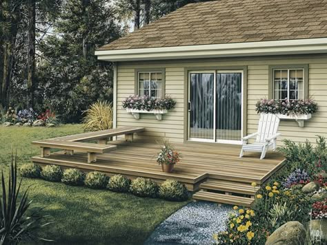 front door deck ideas | copyright by designer architect drawings and photos may vary slightly ... Small Backyard Decks, Deck Building Plans, Patio Decks, Door Decks, Backyard Patio Deck, Low Deck, Patio Deck Designs, Deck Designs Backyard, Front Deck