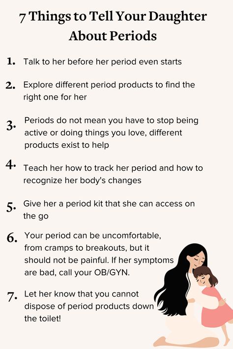 Period To Do List, Period Spa Day, Explaining Period To Daughter, How To Track Your Period, Period Talk With Daughter, What To Do On Your Period, Things To Do On Your Period, Things To Teach Your Daughter, Period Advice