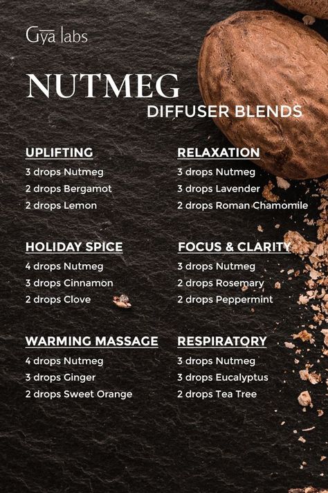 Image showcasing a collection of nutmeg essential oil blends, symbolizing serenity and warmth, with elements of relaxation, rejuvenation, and cozy vibes.
#GyaLabs #Nutmeg #NutmegEssentialOil #Oils #EssentialsOils #Aroma #Diffuser #Blends #Beauty #Cosmetic #Aromatheraphy #Relaxation #Diffuserblends #Essentialoilblends Nutmeg Oil, Nutmeg Essential Oil, Relaxing Essential Oils, Candles Making, Fragrance Oil Blends, Essential Oil Diffuser Blends Recipes, Young Living Essential Oils Recipes, Diy Aromatherapy, Oil Diffuser Recipes