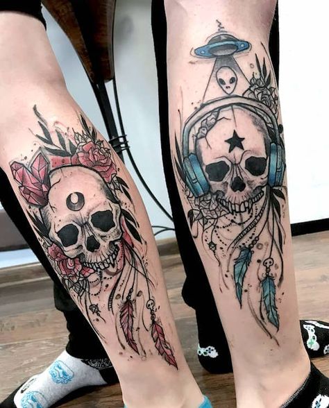 71 Sibling Tattoos With Meanings To Honor The Unbreakable Bond Brother Tattoo Ideas, Skull Couple Tattoo, Brother Tattoo, Brothers Tattoo, Pair Tattoos, Partner Tattoos, Maching Tattoos, Matching Friend Tattoos, Brother Tattoos