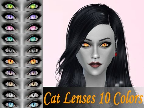 Genius666's Cat Lenses 10 Colors by Genius Sims 4 Cat Eyes Cc, Sims 4 Cat Eyes, Sims 4 Cat Ears Cc, Cat Pupils, Cc Eyes, Reptile Eye, Lion Eyes, Sims 4 Cc Eyes, Sims Packs