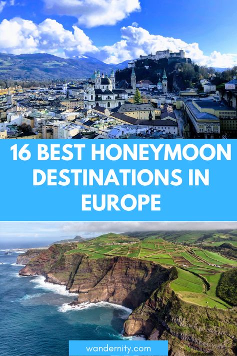 Looking for the perfect romantic getaway after your wedding? Look no further than Europe! From the stunning coasts of the Mediterranean to the snow-capped peaks of the Alps, Europe has a lot to offer for newlyweds. Check out our list of the 16 Best Honeymoon Destinations in Europe for inspiration on your dream honeymoon. Traveling Through Europe, Europe Honeymoon, Travel Through Europe, Honeymoon Vacations, Best Honeymoon Destinations, Dream Honeymoon, Best Honeymoon, Romantic Honeymoon, Romantic Destinations