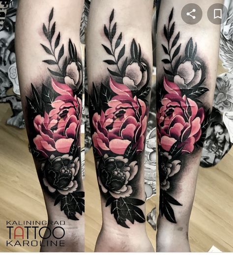 Dark Color Flower Tattoo, Color And Black Tattoo, Arm Tattoo Cover Up Ideas For Women, Leg Cover Up Tattoos For Women, Black And Color Tattoo, Large Cover Up Tattoos For Women, Ankle Cover Up Tattoos, Big Cover Up Tattoos For Women, Dark Tattoo Cover Up Ideas For Women