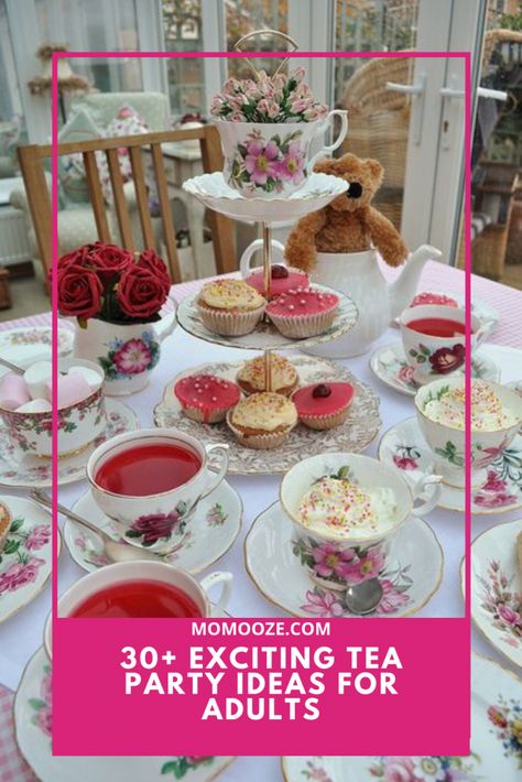 Fun Tea Party Ideas, Classy Tea Party, Tea Party Ideas For Adults, Tea Cup Decorations, Dessert Charcuterie Board Ideas, Modern Tea Party, Yea Party, Mother Daughter Tea, Adult Tea Party