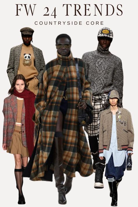 FALL 2024 FASHION TRENDS COUNTRYSIDE CORE PLAIDS KNITS FASHION TRENDS Dramatic Essence, Preppy Trends, Plaid Trend, Fw 2024, Fall 2024 Fashion, 2024 Fashion Trends, Louis Vuitton Collection, Fashion Forecasting, Fall Plaid