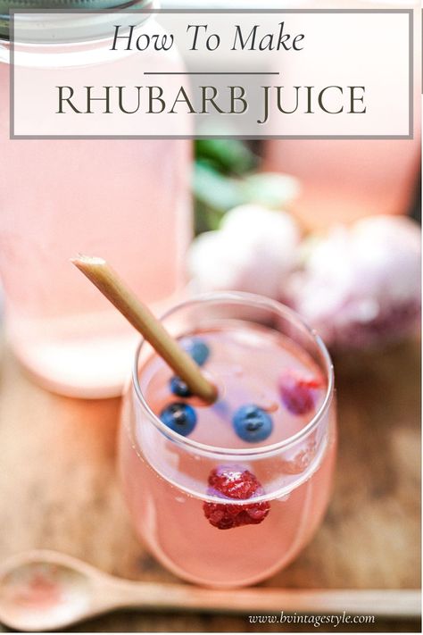 Rhubarb juice is a refreshing way to enjoy this tart vegetable. Combining fresh rhubarb with water and sugar can create a delicious and tangy beverage, perfect for a hot spring or summer day. Homemade Apple Juice, Apple Juice Recipe, Rhubarb Juice, Freeze Rhubarb, Fresh Rhubarb, Rhubarb Syrup, Summertime Recipes, Unique Vegetables, Apple Season