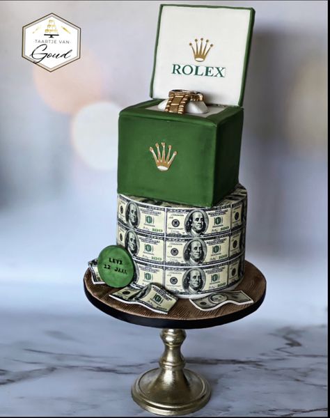 Cool Mens Birthday Cakes, Men's Birthday Cake Ideas Elegant, Classic Birthday Cakes For Men, Cake Dollar Birthday, Rolex Birthday Cake, Rolex Cake For Men, Dollar Cake Design, Money Birthday Cake For Men, Money Cake Ideas For Men