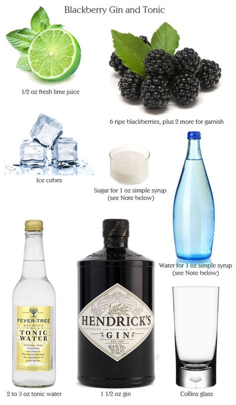 Tonic Cocktails, Blackberry Gin, Tonic Recipe, Gin Recipes, Wine Knowledge, Gin Cocktail Recipes, Hendricks Gin, Gin Drinks, Gin Bar