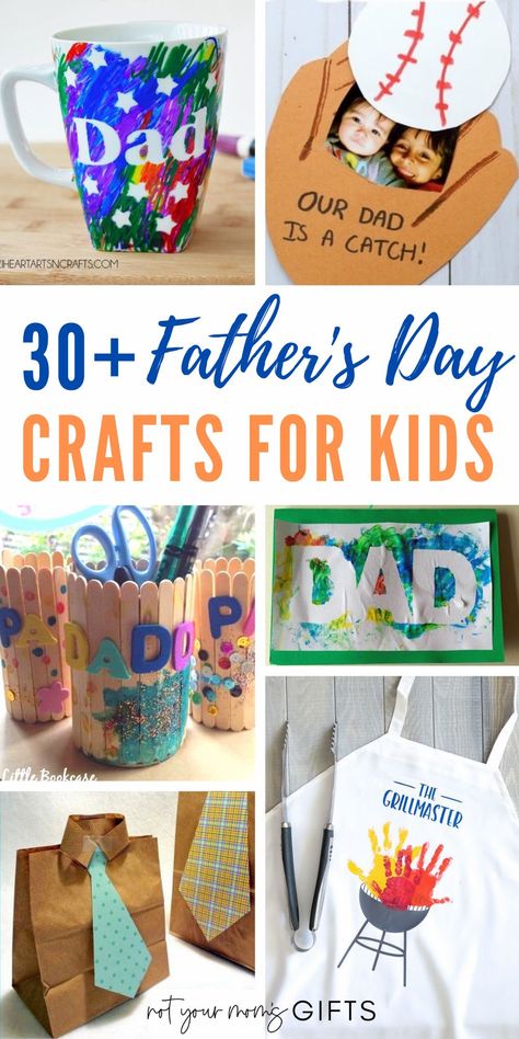 If the kids decide they want to do something extra special for Dad this year, check out this list of 30+ Father's Day Crafts for Kids! | fathers day crafts kids can make | fathers day crafts for kids | fathers day crafts for kids to make | kids fathers day crafts | kids fathers day gift ideas diy | kids fathers day crafts handmade gifts | kids fathers day crafts dads | gifts kids can make for dad | gifts kids can make for fathers day | crafts for fathers day for kids | notyourmomsgifts.com Father's Day Crafts For Kids, Diy Father's Day Cards, Kids Fathers Day Crafts, Diy Father's Day Crafts, Fathersday Crafts, Dad Crafts, Easy Fathers Day Craft, Father's Day Activities, Homemade Fathers Day Gifts