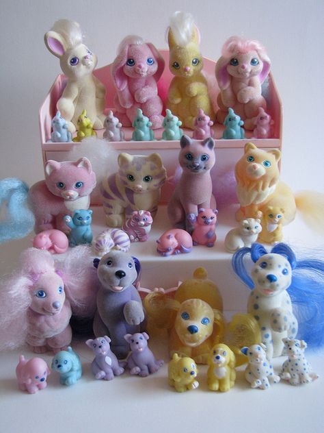 My Little Pony Li'l Litters complete collection by Siri_Mae_doll. I totally remember having a few of these when I was little. 2000s Dolls, 80s Girl Toys, Vintage Toys 80s, 90's Toys, Purple Dog, Childhood Memories 90s, 1980s Toys, Vintage My Little Pony, 90s Toys