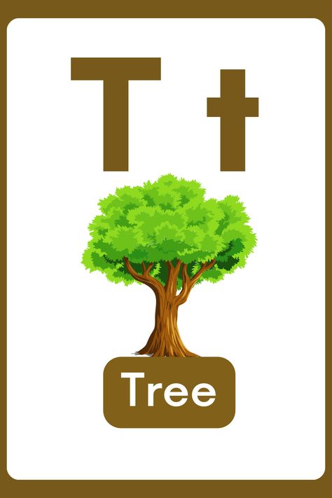 T For Tree, Letter T Printable, Letter Flashcards, Alphabet Pictures, Learning Grammar, English Language Learning Grammar, Flashcards For Kids, Printable Flash Cards, Printable Alphabet