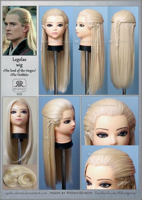 Lord Of The Rings Hairstyles Braids, Legolas Hairstyle, Legolas Hair, Ring Hairstyles, Legolas Costume, Elvish Hairstyles, Viking Halloween Costume, Wig Tutorials, Vikings Halloween