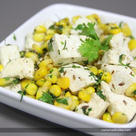 Sweet corn paneer salad is a spicy and delicious accompaniment. You can also prepare it for some special occasion or get-together.  Recipe in English- http://indiangoodfood.com/1512-sweet-corn-paneer-salad-recipe.html ( copy and paste link into browser) Paneer Salad, Corn Salad Recipe, Spicy Salad, Corn Salad Recipes, Cook Up A Storm, Corn Recipes, Corn Salad, Mothers Day Special, English Food