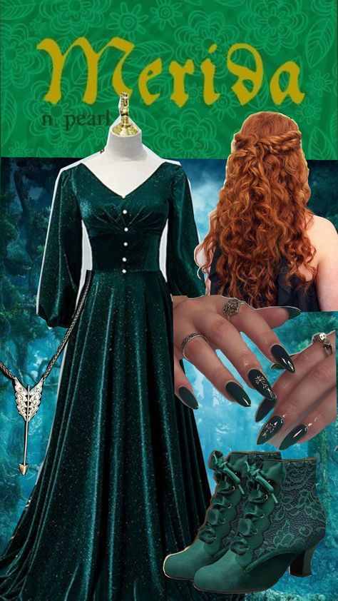 #Merida #Brave Diy Merida Costume Women, Merida Inspired Prom Dress, Merida Brave Hair, Merida Brave Costume, Merida Outfit, Modern Merida, Brave Costume, Merida Costume, Merida Cosplay