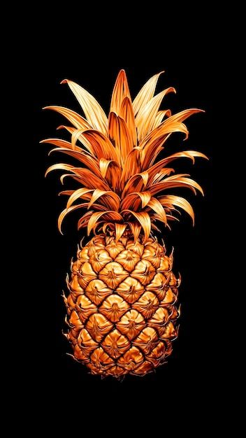 Photo golden pineapple isolated on black... | Premium Photo #Freepik #photo Golden Pineapple, Fruit Summer, Exotic Fruit, Tropical Fruit, Premium Photo, Black Background, Black Backgrounds, Pineapple, Stock Photos