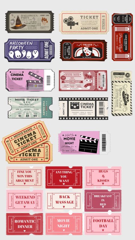 Diy Movie Tickets, Movie Ticket Template, Theatre Party, Movie Journal, Movie Ticket, Party Tickets, Vip Tickets, Theater Tickets, Ticket Template