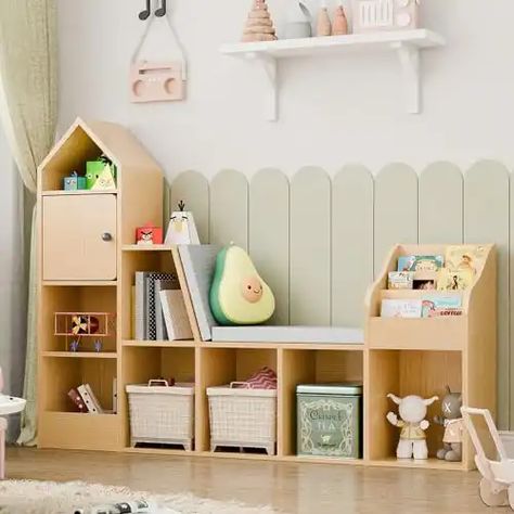 Ikea Playroom Ideas, Nook With Bench, Playroom Ideas For Kids, School Playroom, Ikea Playroom, Reading Nook Kids, Storage Cubbies, Playroom Bedroom, Kids' Furniture