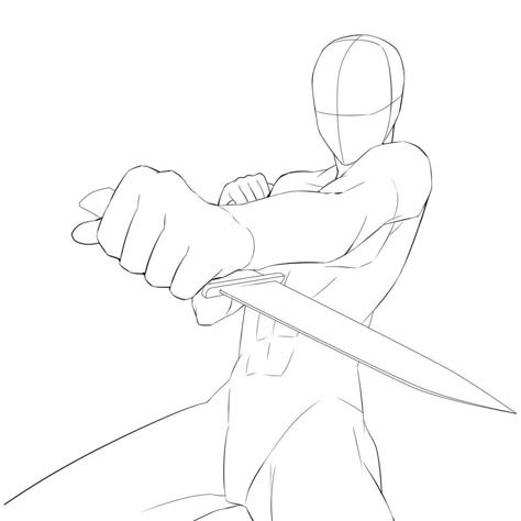 Knife Action Poses Reference Drawing, People With Swords Reference, Holding Handle Reference, Action Refrence Pose Drawing, Assassin Drawing Poses, Holding Swords Pose Reference Male, Battle Ready Pose Reference, T Pose Drawing Reference, Manga Action Poses Reference