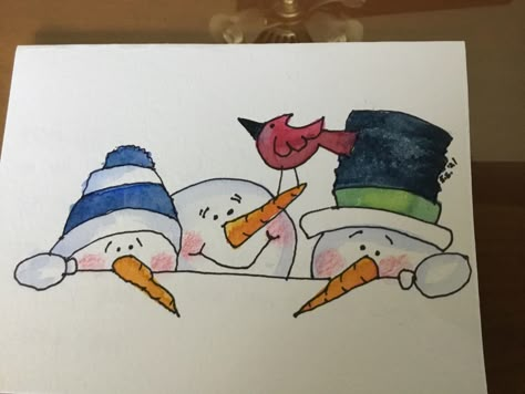 Watercolour Christmas Cards Ideas Watercolor Painting, Happy Painting Weihnachten, Christmas Watercolor Paintings, Maus Illustration, Watercolor Christmas Cards Diy, Christmas Art Ideas, Christmas Cards Drawing, Xmas Snowman, Painted Christmas Cards