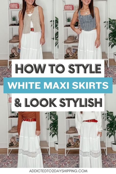 Learn how to create stunning outfits with a white Maxi Skirt! This post dives into Women's Fashion tips on how to style this flowy Women's Bottoms piece for everyday wear or special events. Whether you’re dressing it up or down, get inspired with unique styling ideas for your wardrobe. Maxi Skirt Outfit Ideas, White Maxi Skirt Outfit, Maxi Skirt Outfit, Skirt Outfit Ideas, White Maxi Skirt, White Long Skirt, Spring Wedding Guest Dress, Unique Styling, White Maxi Skirts