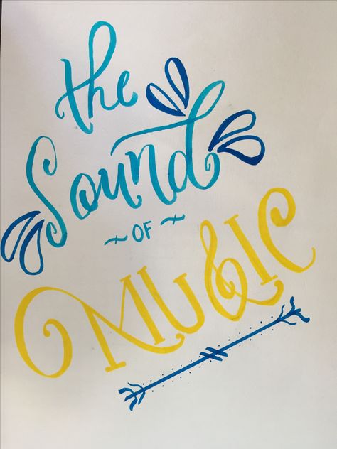 The Sound of Music-  Hand Lettering Music Fonts Alphabet, Music In Calligraphy, Musical Letters Fonts, Music Handlettering, Music Calligraphy Hand Lettering, Music Calligraphy, Dream Written In Calligraphy, Calligraphy Hand Lettering, Music And Arts