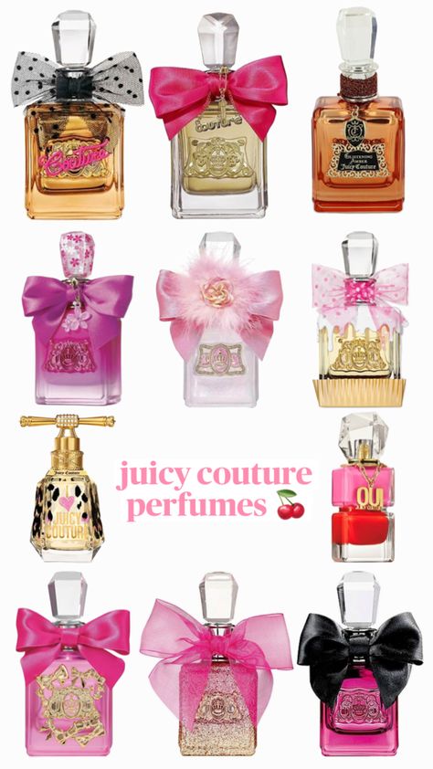 juicy couture, perfumes Juicy Couture Perfume Collection, 2000s Perfume, Juicy Couture Aesthetic, Juicy Perfume, Perfume Wishlist, Mini Perfumes, Juicy Couture Perfume, Couture Perfume, Fragrance Lab