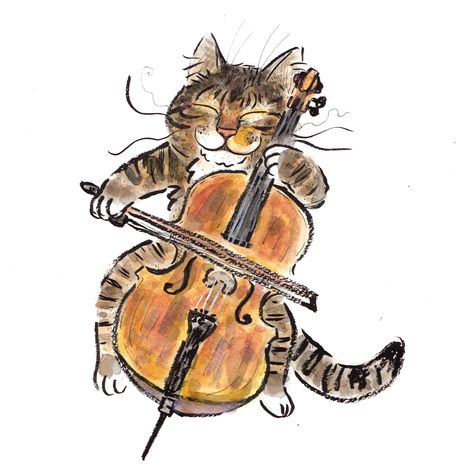 A #watercolour #watercolor #petportrait #illustration of a #tabby #cat I see sometimes. She’s playing the #cello Cat Cello, Cello Aesthetic, Animals Playing Instruments, Cat Inspiration, Singer Art, Cats Playing, Cats Musical, Music Drawings, Music Painting