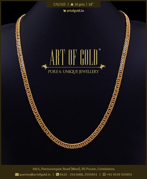 #Gents #Chain - Flat Type Gents Chains Gold, Gents Gold Chain Designs, Gents Chain Design Gold, Gents Gold Chain, Antique Gold Jewelry Indian, Type Art, Gold Chain Design, Antique Gold Jewelry, Jewelry Indian