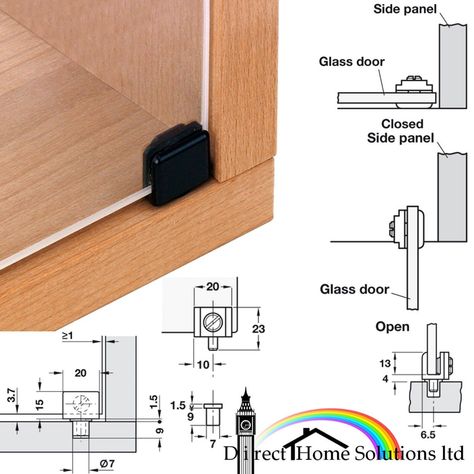 2 X Hafele Unsprung Glass Door Inset Mount Pivot Hinges 90° (2=1 pair)Top Bottom 2 X Hafele Unsprung Glass Door Inset Mount Pivot Hinges 90° (2=1 pair)Top Bottom Product Details: - Unsprung Opening angle 90 ° Application For inset glass doors For glass thickness Max. 6.8 mm Material Hinge: Zinc alloy Colour Black Installation:   Note 2 hinges (1 pair) per door required For safety reasons we recommend that toughened glass be used with these hinges ​IN THE UNLIKELY EVENT THAT YOUR ITEM IS DAMAGED Glass Door Hinges, Trophy Case, Glass Hinges, Hinges For Cabinets, Door Fittings, Glass Floor, Glass Cabinet, Detailed Drawings, Door Hinges