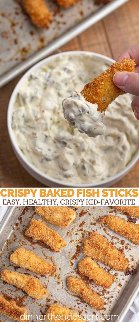 Easy Tartar Sauce, Crispy Sweet Potato Fries, Sauce Tartare, Dinner Then Dessert, Homemade Tartar Sauce, Crispy Sweet Potato, Fish Finger, Fish Sticks, Easy Fish Recipes