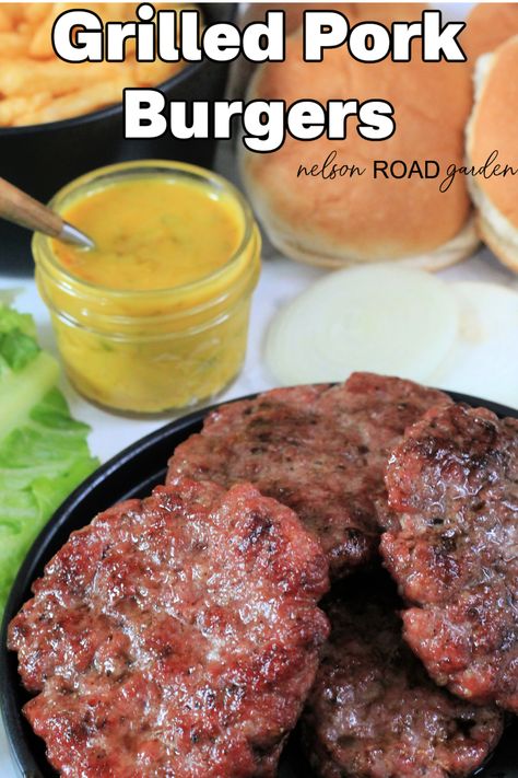 A grilled pork burger is great way to change up burger night! They are beyond juicy, very flavorful, and easy to make. Pork Chop Supreme Recipe, Bbq Pork Burgers, Pork Burgers Recipes, Keto Meal Prep Recipes, Sausage Burgers, Grilled Burger Recipes, Bratwurst Sausage, Sliders Sandwiches, Ground Pork Recipes