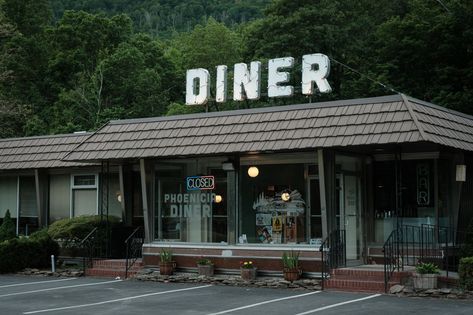 Phoenicia Diner vintage sign in Phoenicia, New York Phoenicia Diner, Catskill Mountains, Shop Fronts, Hotel Motel, Dirty Dancing, City Car, Scene Design, Upstate Ny, Mountain House