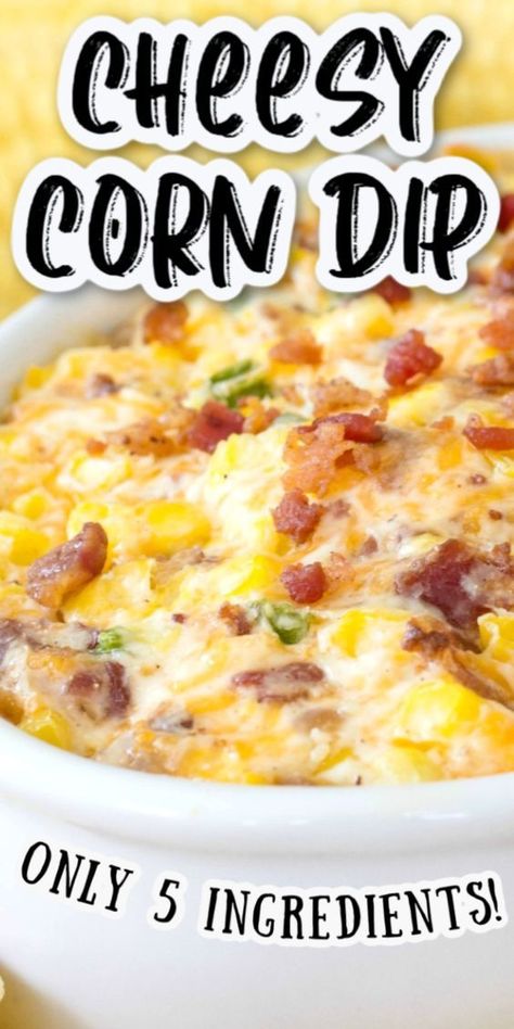 Sep 14, 2020 - Corn dip with cream cheese and bacon makes an amazing party dip for all your summer gatherings. Even better, with just 5 ingredients, it's super easy too! Easy Corn Dip, Corn Dip With Cream Cheese, Hot Cheese Dip, Cheesy Corn Dip, Dip With Cream Cheese, Hot Corn Dip, Corn Dip Recipes, Easy Corn, Hot Corn