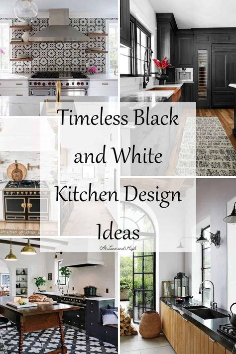 Black And White Backsplash Ideas, Backsplash Ideas For Black And White Kitchen, White Cabinets Black Granite Countertops, Black Coastal Kitchen, Backsplash For Black And White Kitchen, White Black Kitchen Ideas, Farmhouse Kitchen With Black Countertops, White Kitchen Black Backsplash, Farmhouse Kitchen Black Countertops