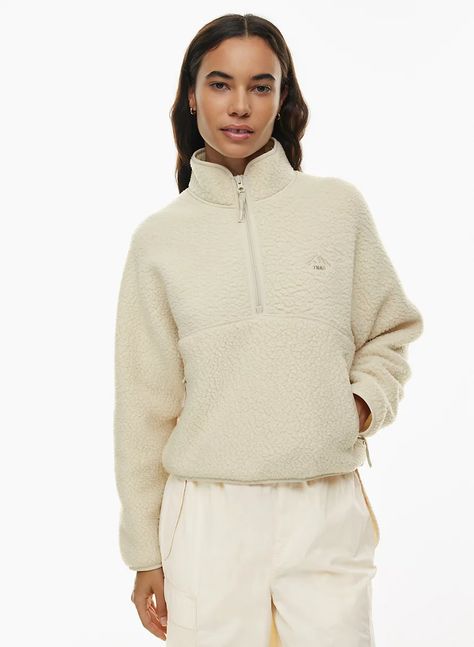 Sweater Aritzia, Mock Neck Sweatshirt, Sweatsuit Set, Favorite Sweater, Polar Fleece, Embroidered Sweatshirts, Zip Sweater, Zip Sweatshirt, White Sweatshirt