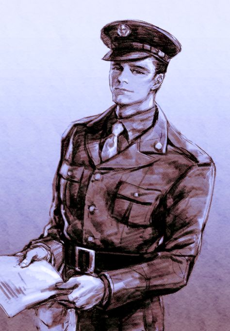 - James Buchanan Barnes - By noonrema  source： https://twitter.com/noonrema/status/459330867869908992/photo/1/large James Buchanan "bucky" Barnes, Captain America And Bucky, Ww2 Soldiers, James Barnes, Bucky And Steve, James Buchanan Barnes, Winter Soldier Bucky, James Buchanan, Captain America Winter Soldier