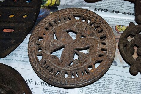 Caring for cast iron trivets Cast Iron Trivets, Wood Stove Cooking, Cast Iron Cleaning, Wood Trivets, Seasoning Cast Iron, Grout Cleaner, Iron Table, Do It Yourself Projects, Wood Burning Stove