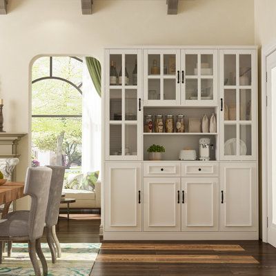 Kitchen Showcase Cabinet Modern, China Storage Cabinet, Glass Cabinet Uppers, Built In Glass Display Cabinet, Built In China Cabinet Dining Room, Built In Cabinets In Dining Room, Undining Room, White China Cabinet, Staircase Bookshelf