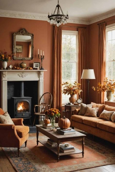 Cozy Autumn Vibes: Fall Decor Ideas - West Magnolia Charm Autumn House Interior, Natural Elements Decor, Stylish Halloween Decor, Halloween Home Decor Ideas, Fall Interior Design, Haunted House Diy, Spooky Chic, Cozy Interiors, Forest Cottage