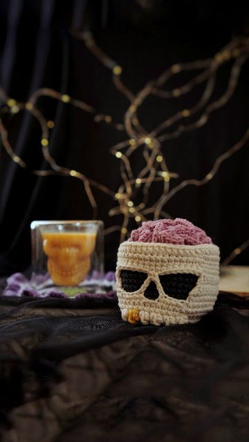 Mini Skull Crochet Pattern, 3d Skull Crochet Pattern, Skull Coaster Crochet Pattern, Crochet Skull Plant Hanger, Crochet Skull Planter, Crochet Vase, Skull Coasters, Try Something New, Halloween Home Decor