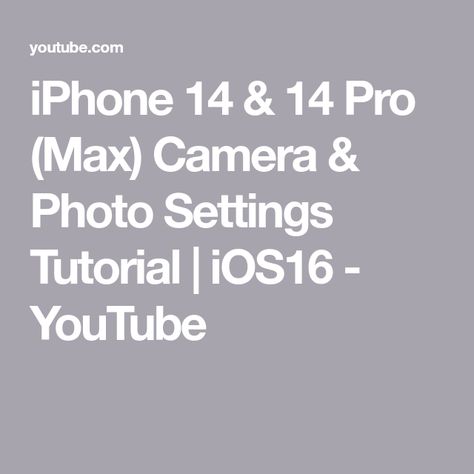 iPhone 14 & 14 Pro (Max) Camera & Photo Settings Tutorial | iOS16 - YouTube Photo Settings, Ipad Essentials, Photo Techniques, Ways To Get Money, Ios 15, Video Setting, Iphone Pro, Sports Camera, Pro Camera