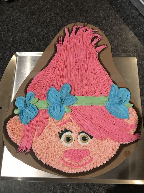 Poppy Cake Trolls, Princess Poppy Birthday Cake, Princess Poppy Cake, Troll Party Theme, Trolls Birthday Cake, Poppy Cake, Trolls Cake, Face Cake, Ella Bella